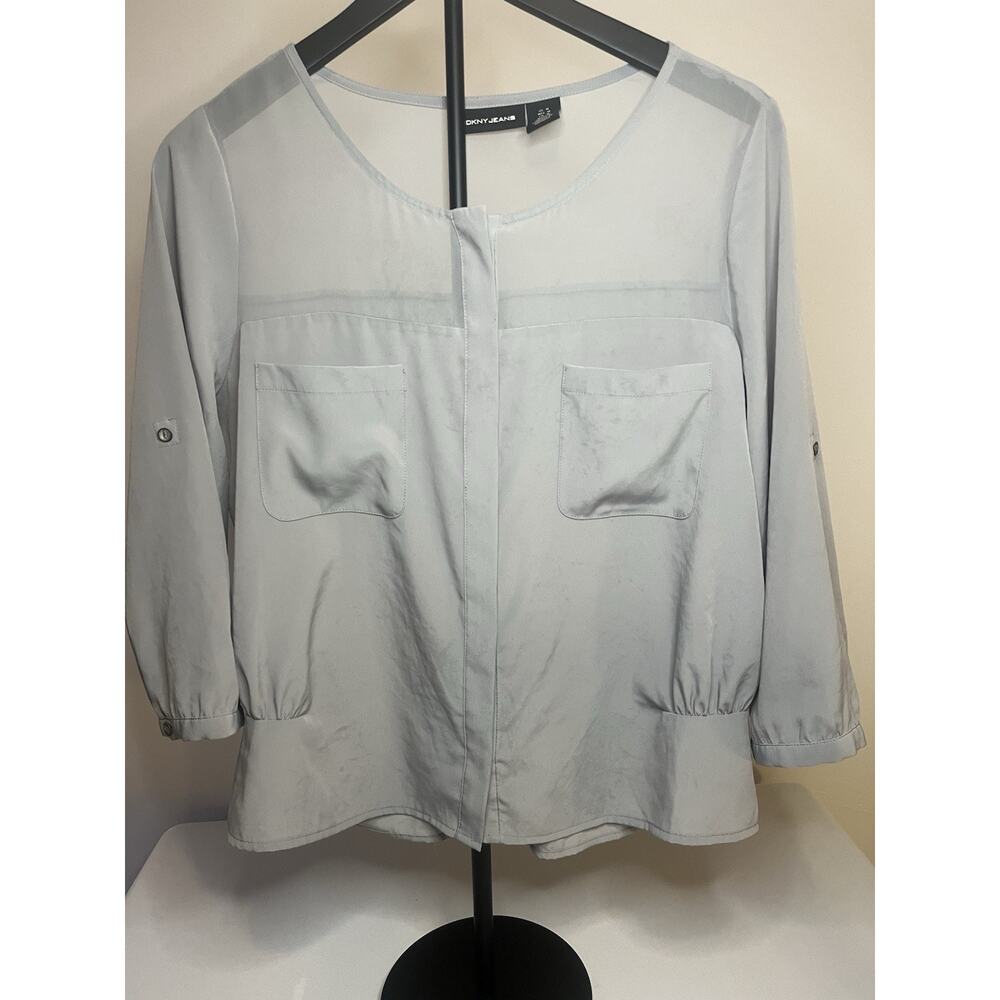 Gray DKNY Women's Top ROLL TAB SLEEVES